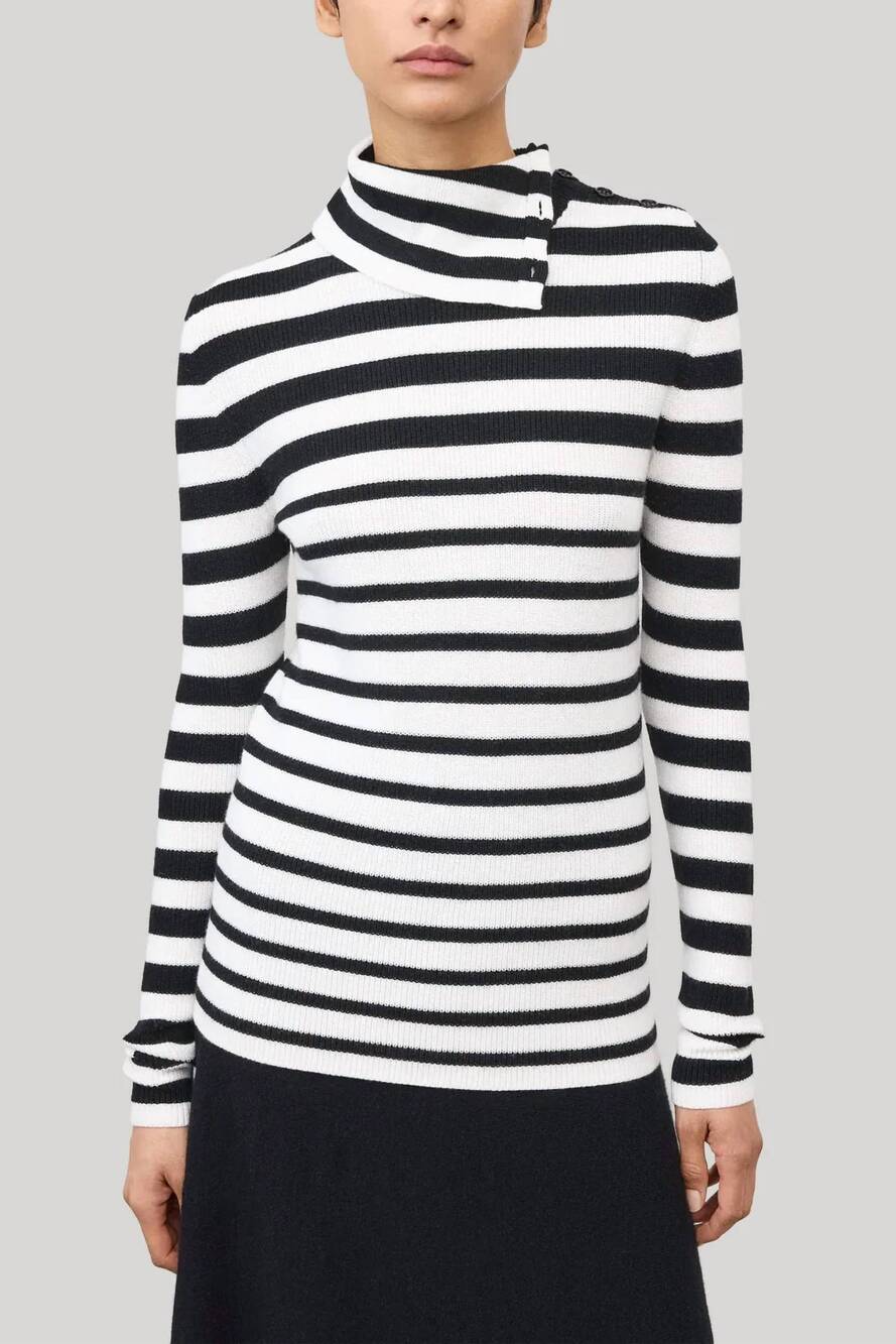 NEW LISA YANG the sabrine sweater in salt/noir
